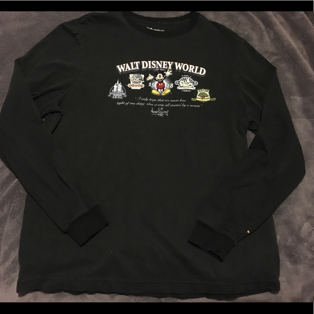 Vintage Disney World Black Embroidered Long Sleeve
